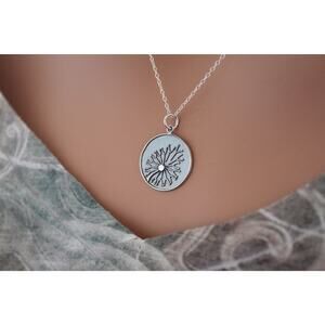 Sterling Silver Dandelion Pendant Necklace, Dandelion Necklace